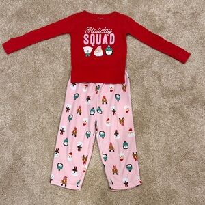 Carter's Red and Pink Holiday Squad Pajama Set. Wore few time. EUC